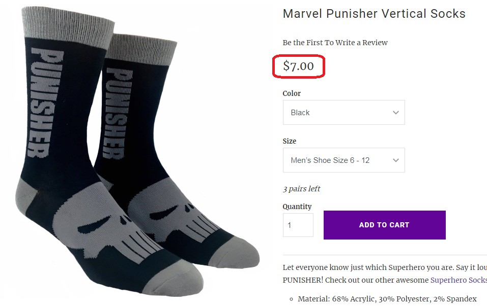 Marvel Punisher Vertical Socks Marvel ktmart.vn 6
