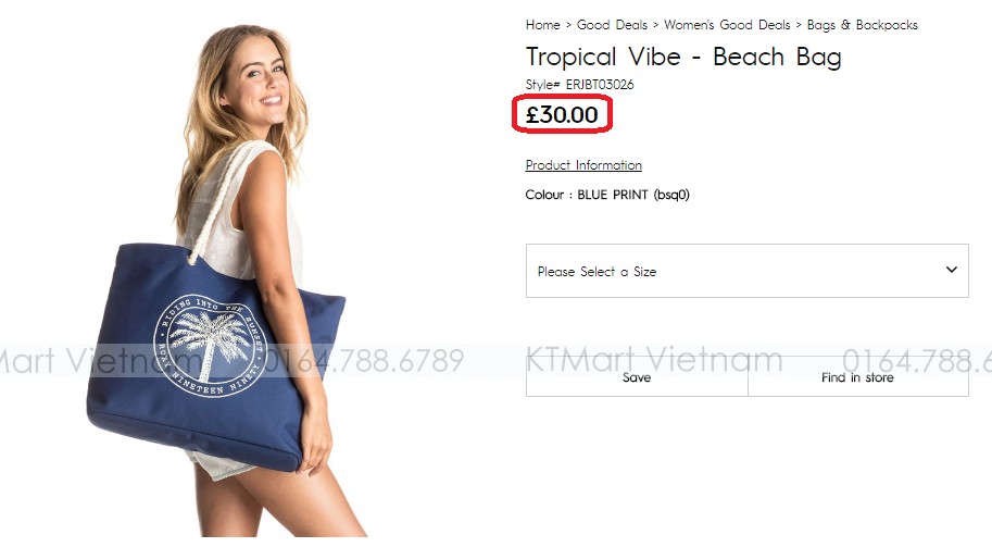 ROXY Tropical Vibe Beach Bag ERJBT03026 Purple ROXY ktmart.vn 6