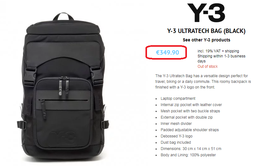 Y-3 Yohji Yamamoto Ultratech Bag in Black CD4693 Y 3 ktmart.vn 5