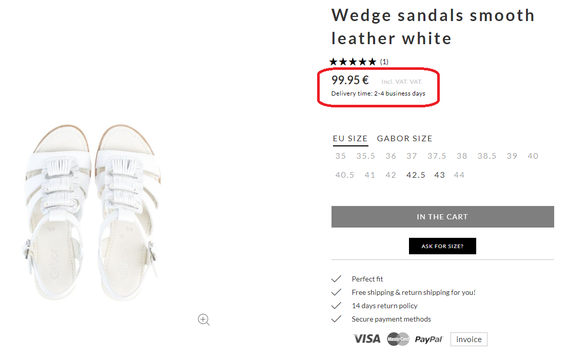 Gabor Wedge Sandals Smooth Leather White Gabor ktmart.vn 5