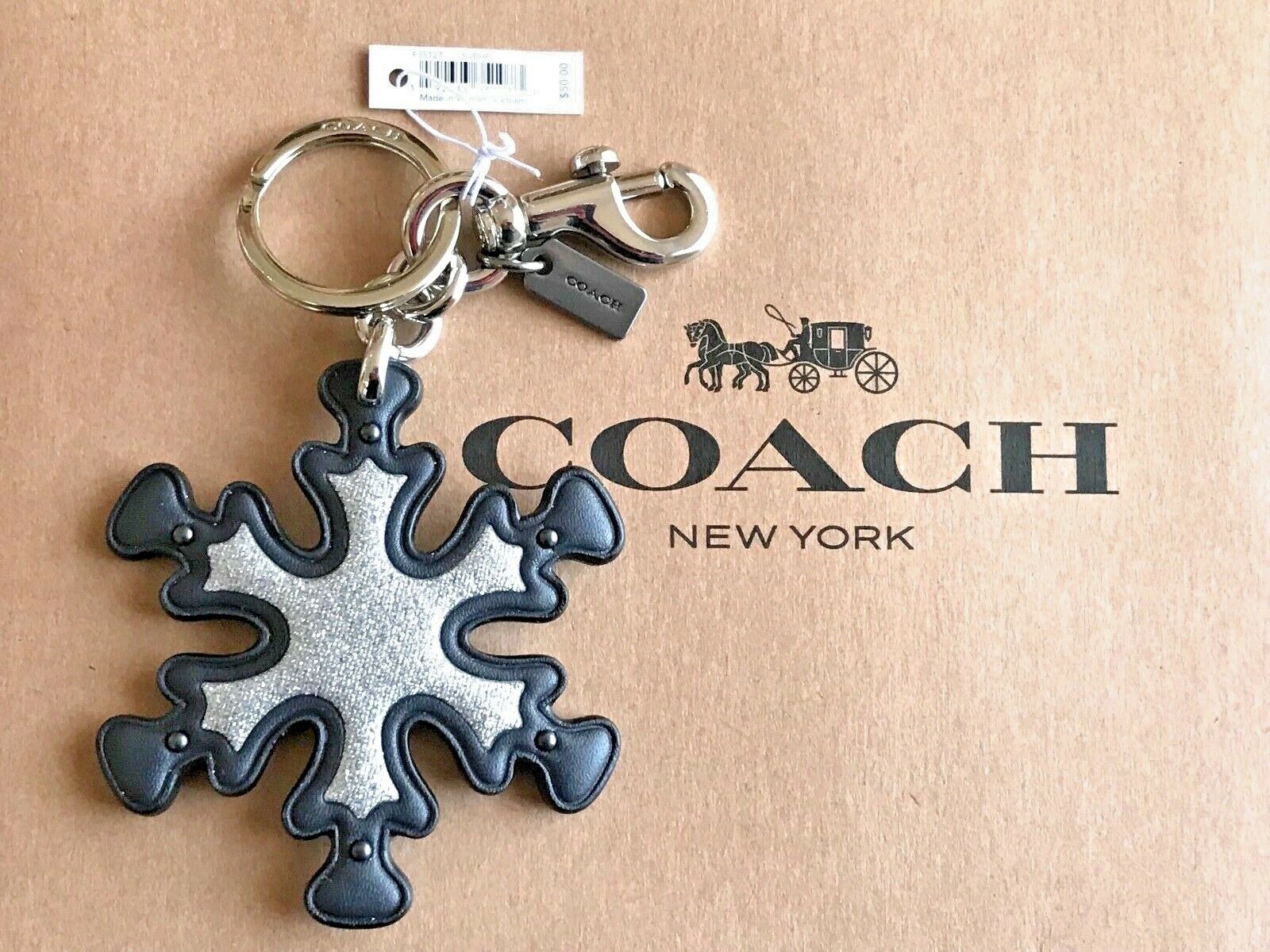Coach Glitter Snowflake Bag Charm Key Chain Midnight Silver F35127 Coach ktmart.vn 4