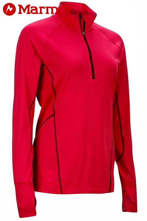 Womens Marmot Canada Interval Zip LS Pullovers In Pink Purple3