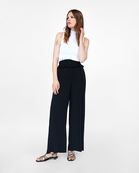 ZARA Frilled jacquard trousers size S