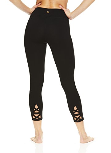 Gaiam Women’s Om Capri Yoga Pants – Performance Spandex Compression Legging – Black (Tap Shoe) – Aster, Medium