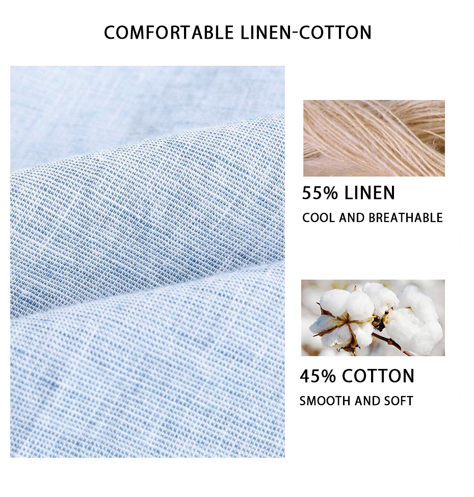 Linen-cotton short sleeve single pocket shirt2