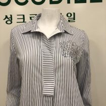 [Crocodile Lady] embroidered decorative striped blouse Crocodile lady cl7m-bl3031