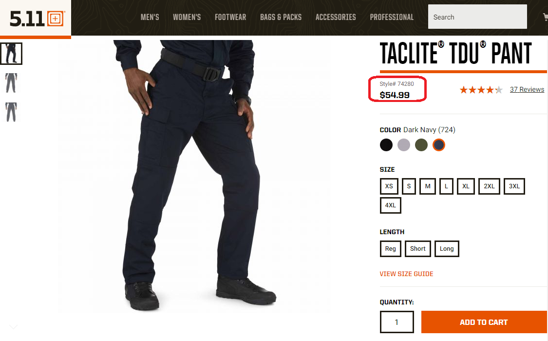 5.11 Tactical TacLite TDU Pants Dark Navy 74280 5.11 Tactical ktmart 3