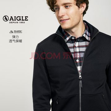 AIGLE Men's Full Pull Fleece Sweater MOYTECHZIP Black