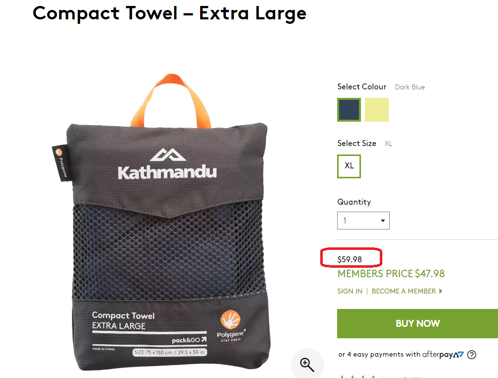 Kathmandu Compact Towel Extra Large Kathmandu ktmart 3