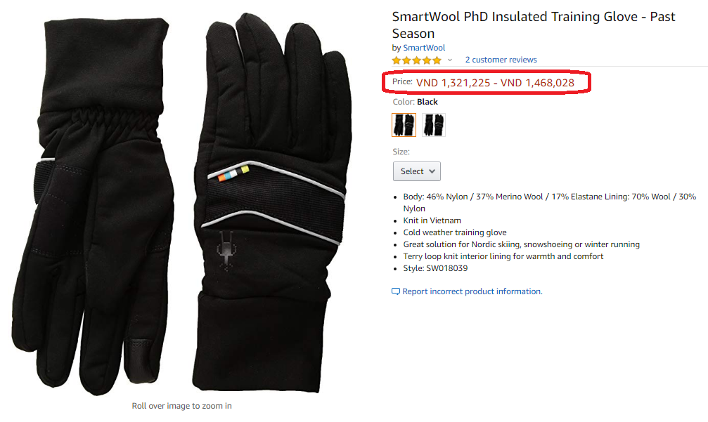 SmartWool PhD Insulated Training Glove SW018039 Smartwool ktmart 1