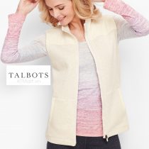 T by Talbots Woven Trim Fleece Vest T by Talbots ktmart 0