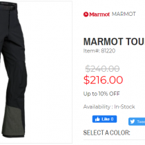 Marmot Tour Pant mens size 34