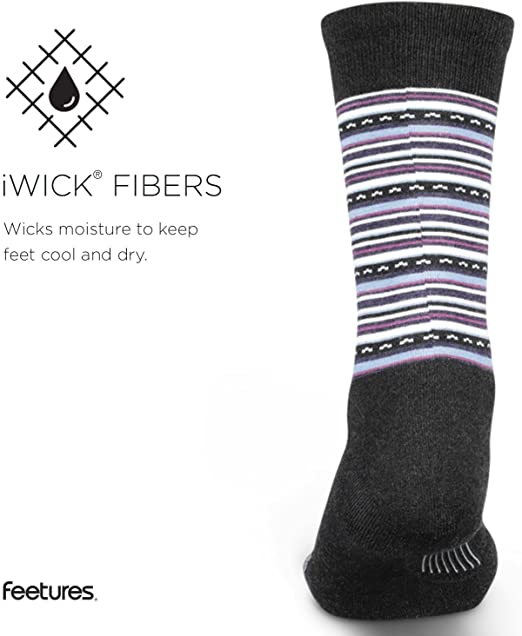 Feetures Women’s Everyday Moisture Wicking Dress Sock – Horizon Cushion Crew size M6