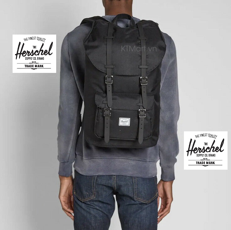 Balo sinh viên Herschel Little America Backpack Bag 23.5L Black Rubber