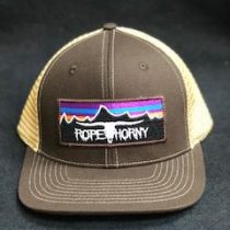 ROPE HORNY BROWN - KHAKI SKULL AND MOUNTAINS PATCH CAP