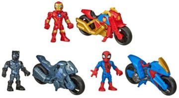 Marvel Playskool Heroes Super Hero Adventures Iron Man, Black Panther & Spider-Man Exclusive Action Figure & Vehicle 3-Pack [Speedster Crew]1