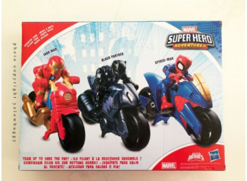 Marvel Super Hero Adventure 3 Pack Motorcycles Iron Man Black Panther Spiderman