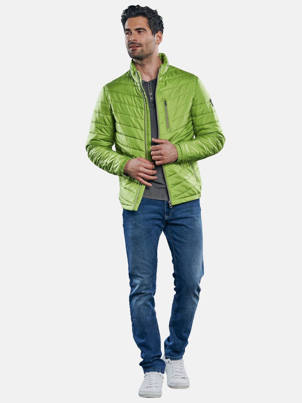Engbers Sporty quilted Jacket In The Trend Color Grass Green4