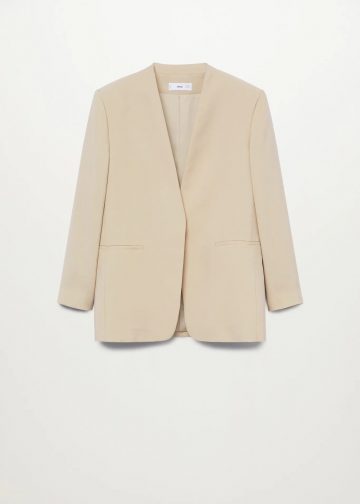 Mango 87055674 Modal-blend suit blazer size S Ecru 6