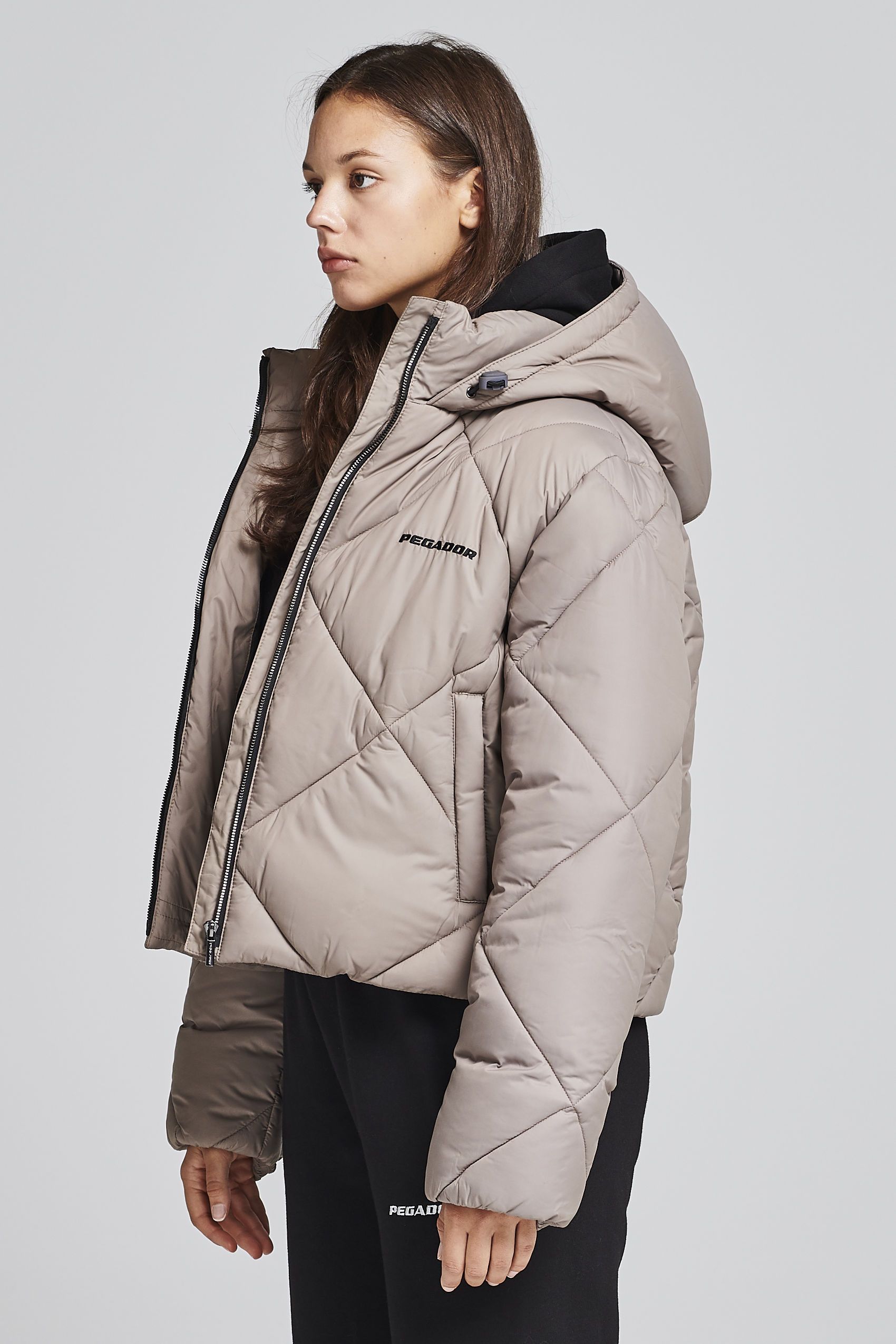 Pegador Pgdr-1195-001 MADISON HOODED PUFFER JACKET Taupe3