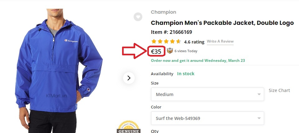 Champion V1012 549369 Men’s Packable Jacket ktmart 5