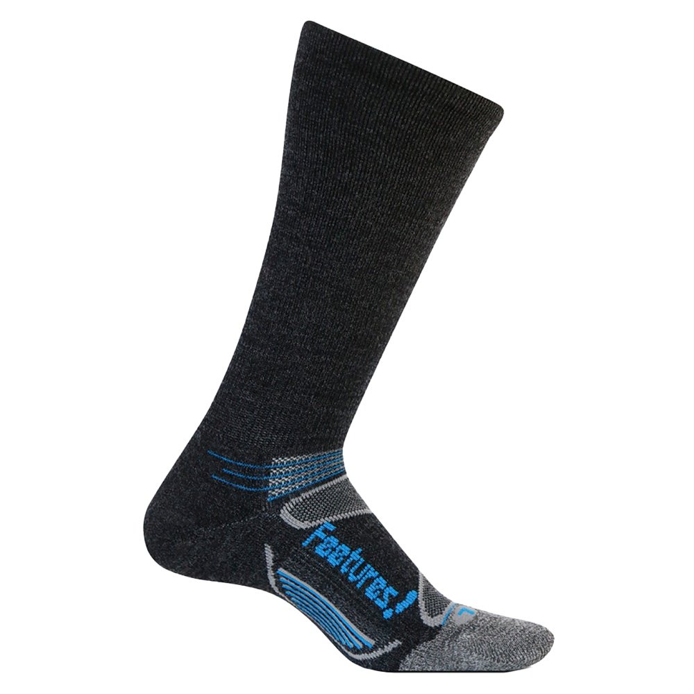 Tất lông cừu + Sợi tre Feetures Elite Merino + Wool Crew Running Socks Charcoal-Brilliant blue