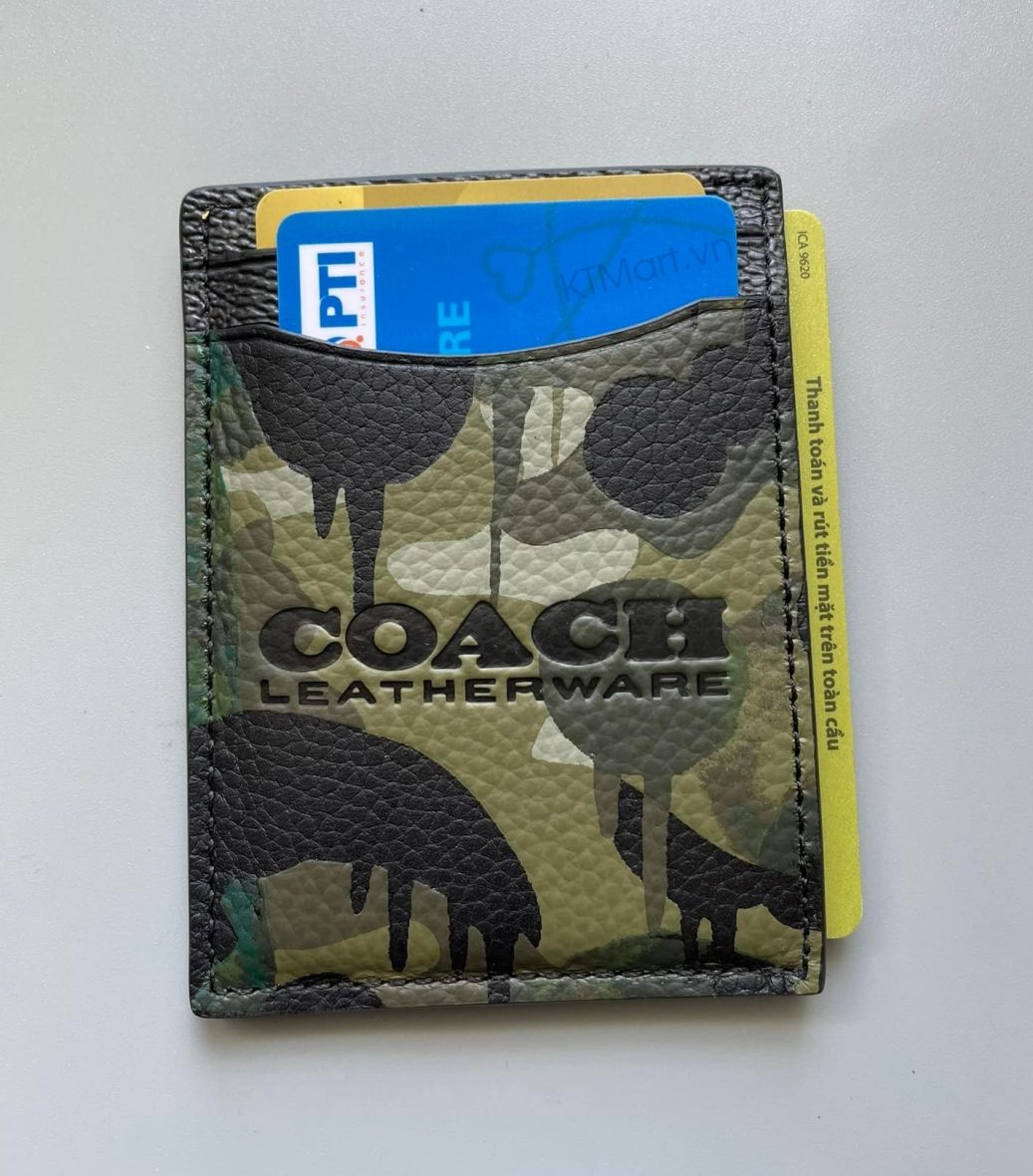 Coach Card Case In Signature Canvas With Camo Print CA300