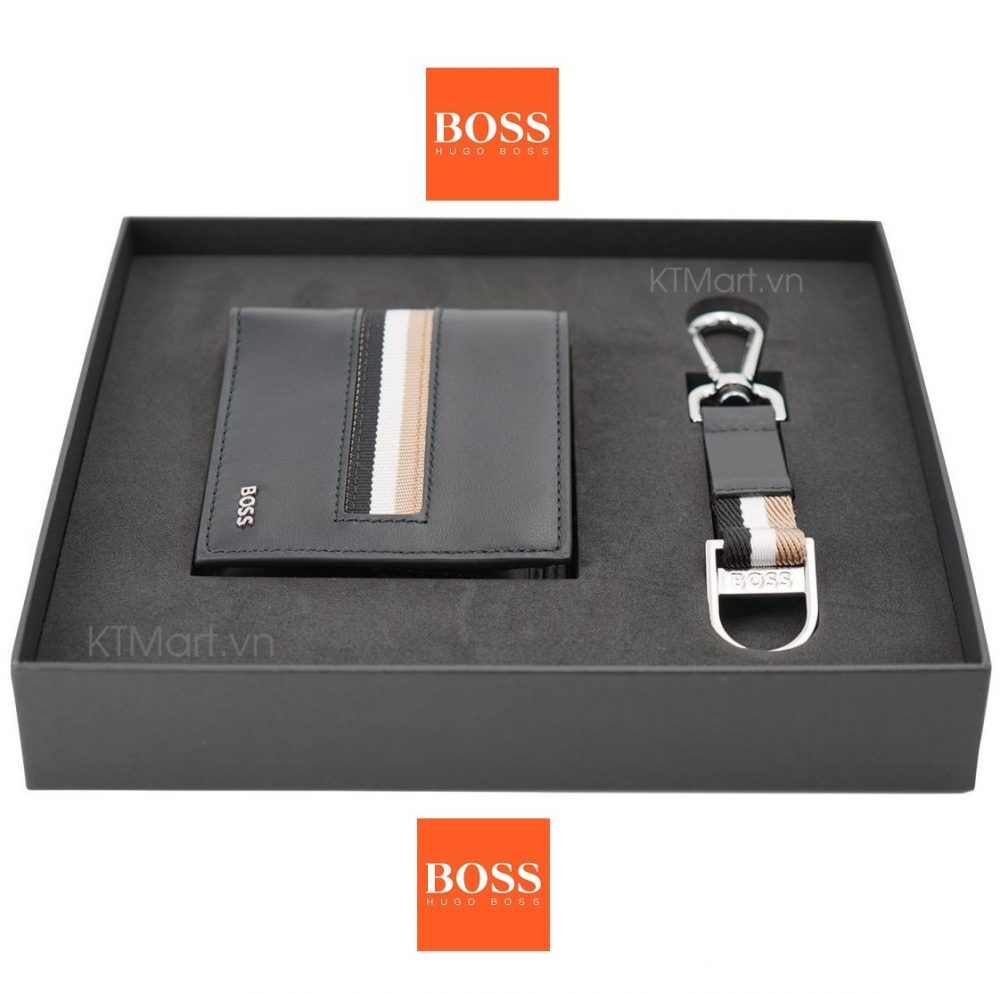 Boss Gift-Boxed Wallet And Key Ring In Leather 50487340