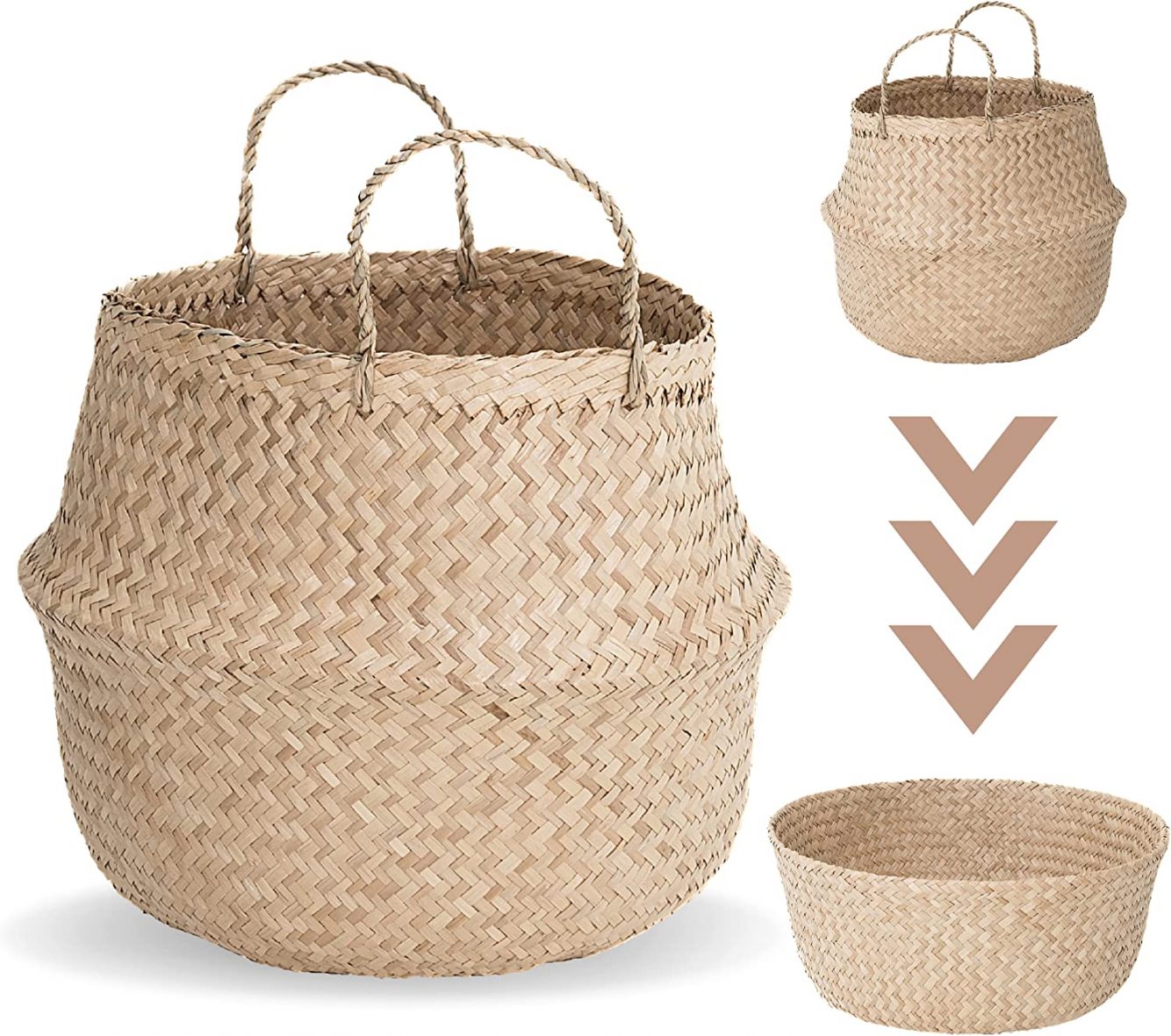 House & Home Patterned Seagrass Basket – Natural1