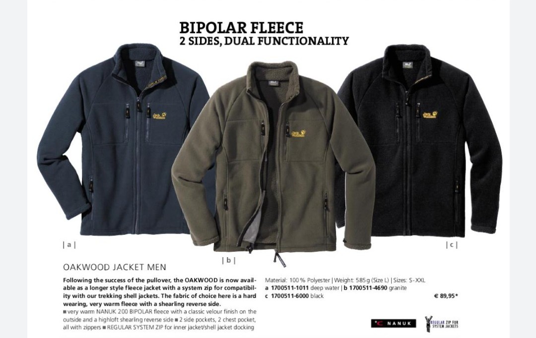 Jack Wolfskin 1700511 bipolar fleece jacket size M 175/96A