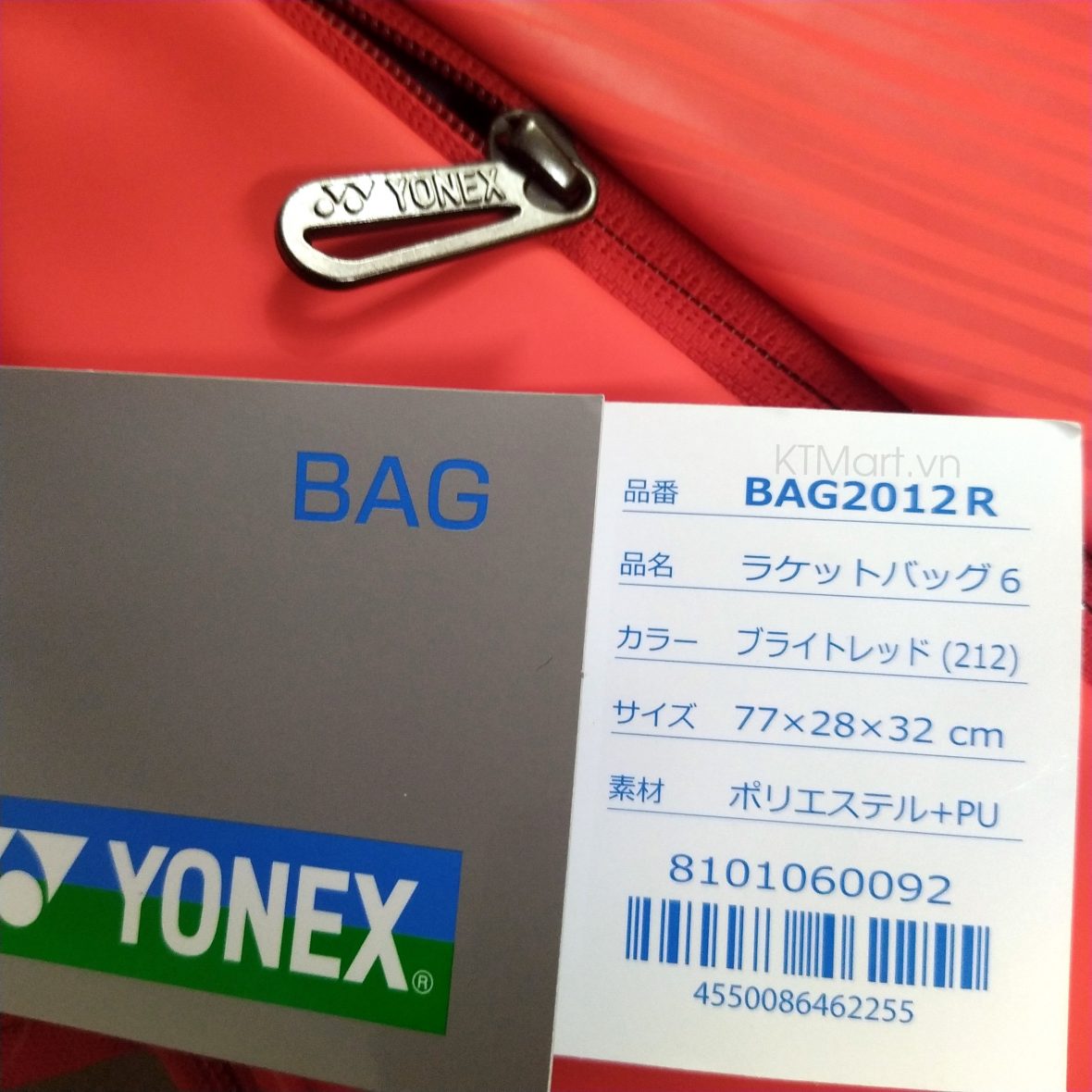 Yonex Racket Bag 6 Bright Red BAG2012R ktmart 10