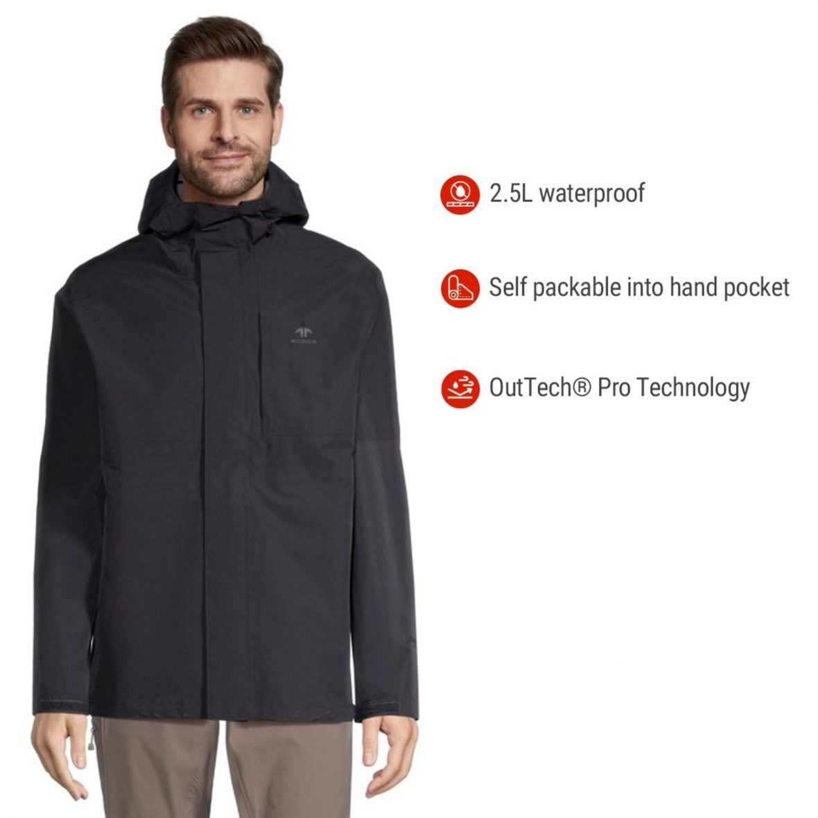 Woods™ Men’s Tabor 2.5L Rain Jacket ktmart 7