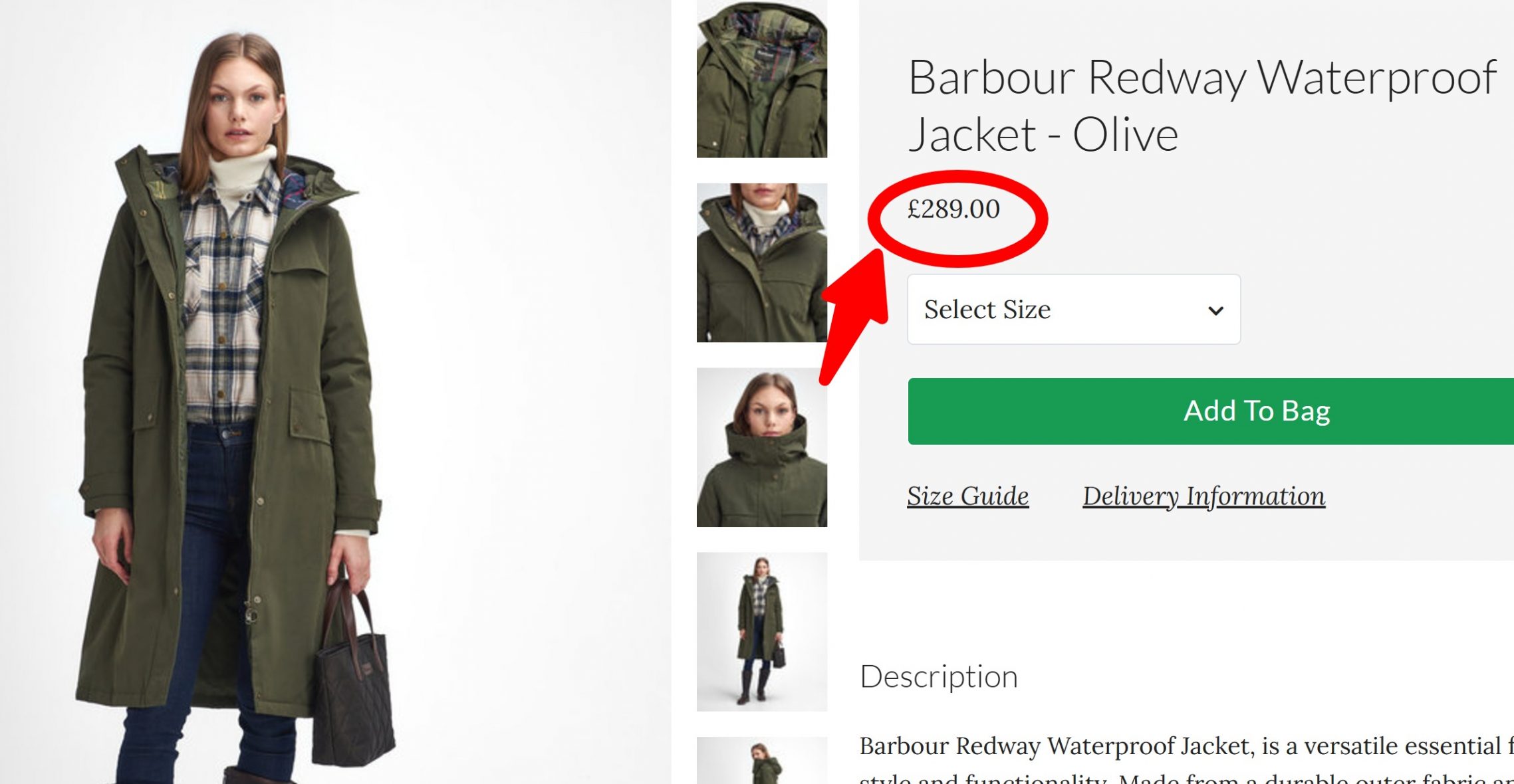 Barbour Redway Waterproof Jacket – Olive size 6US