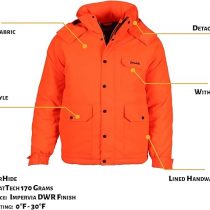 Mount'n Prairie Deerhunter Solid Blaze Orange Mens Insulated Burr Proof Hunting Parka M