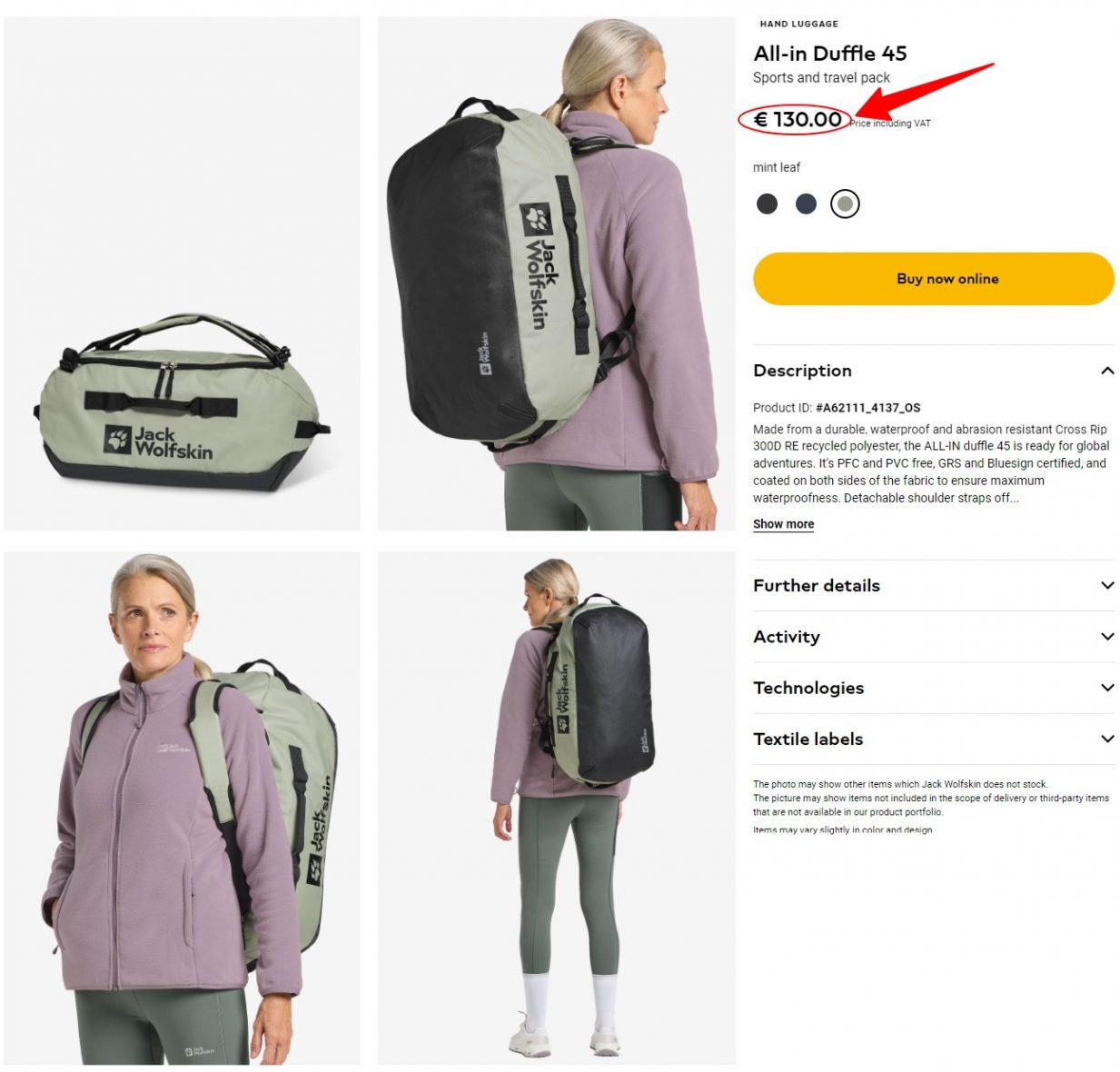 Jack Wolfskin All-in Duffle 45 A62111 ktmart 10