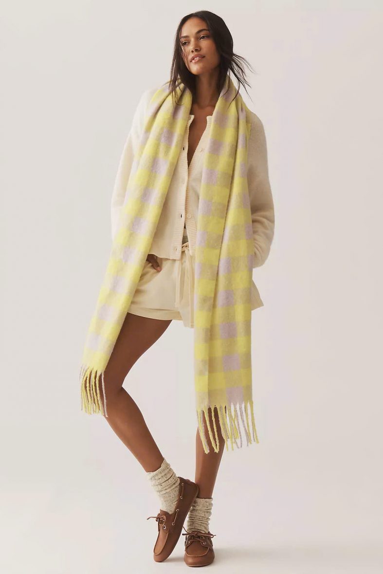 Khăn Anthropologie Maeve Brushed Gingham Scarf 45,7x 228,6 cm