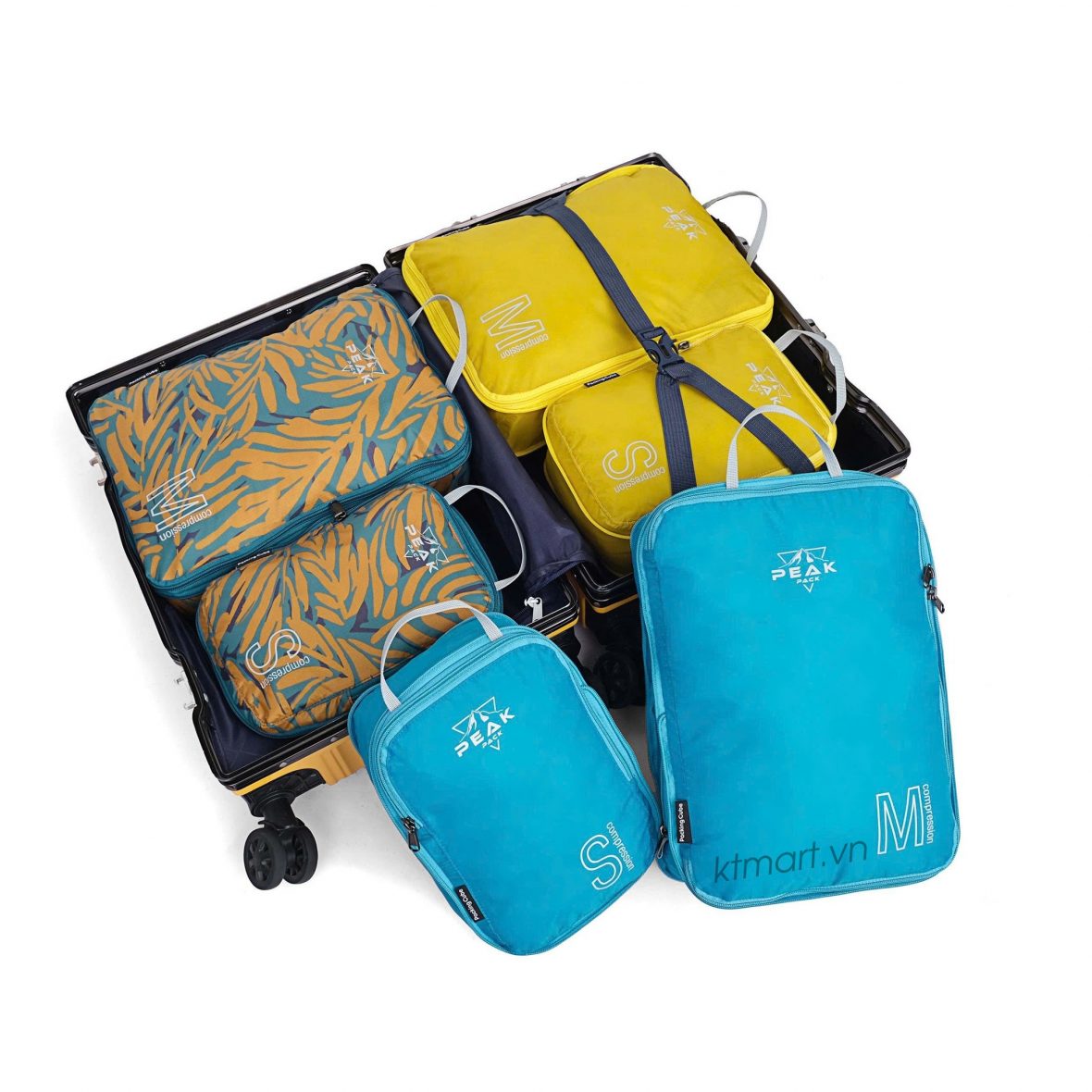 Set 2 túi đựng đồ PeakPack Packing Cube Set 2 Compression S/M